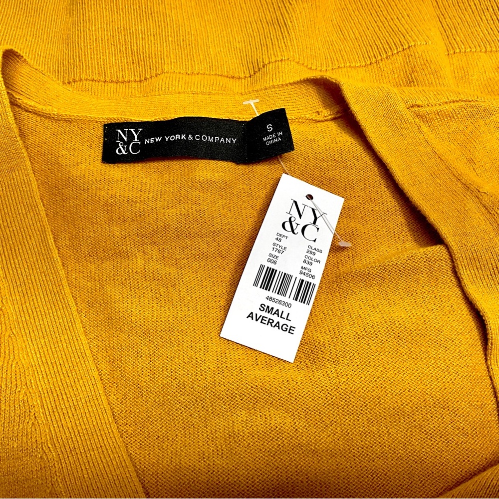 New York & Company Mustard Button-Up Cardigan - Picture 6 of 8